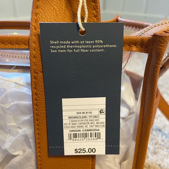 Mini Boxy Tote Handbag - Universal Thread Brown Clear Bag - Picture 4 of 5